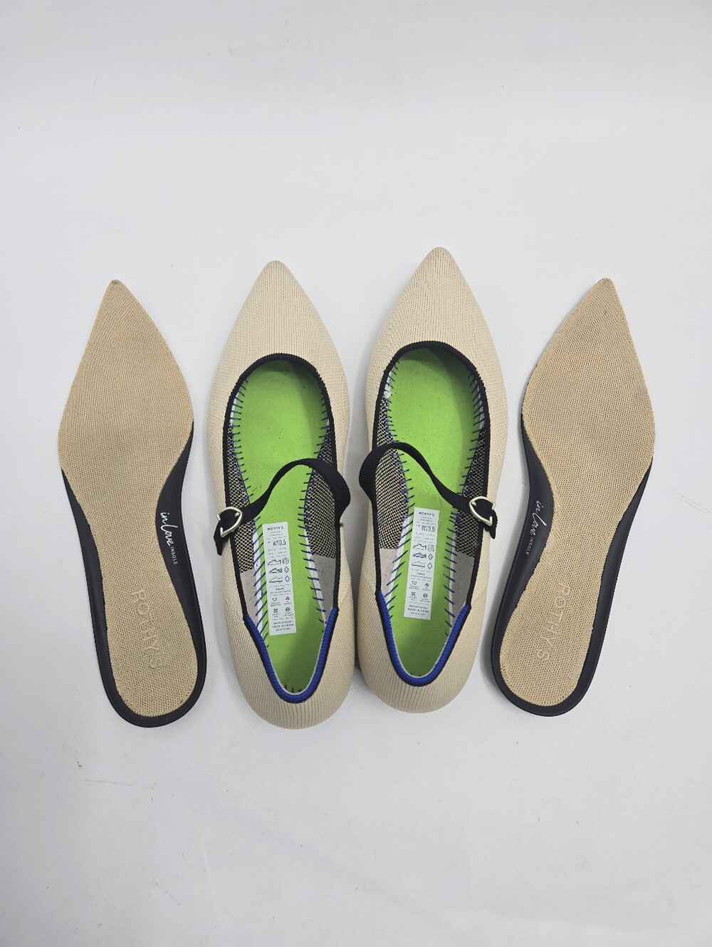 Rothy's Mary Jane II Flats Sandstone Black Trim 10.5 - Picture 12 of 15